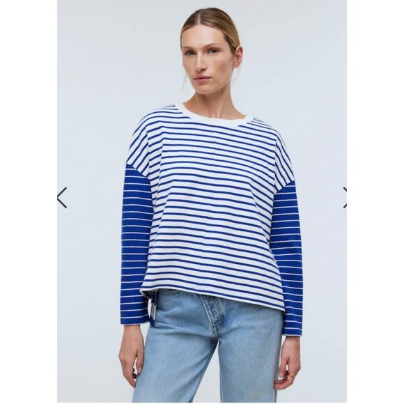 Madewell Womens $52 Long Sleeve Rugby Tee Contrasting Stripe Size XS NP832 - Picture 1 of 6